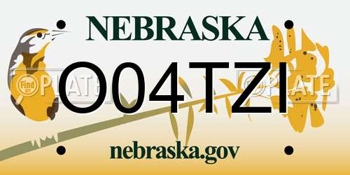 O04TZI Nebraska License Plate