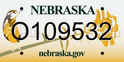 O109532 Nebraska License Plate