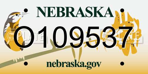 O109537 Nebraska License Plate