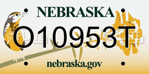 O10953T Nebraska License Plate
