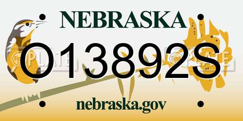 O13892S Nebraska License Plate