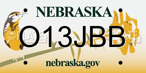 O13JBB Nebraska License Plate