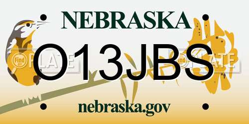O13JBS Nebraska License Plate