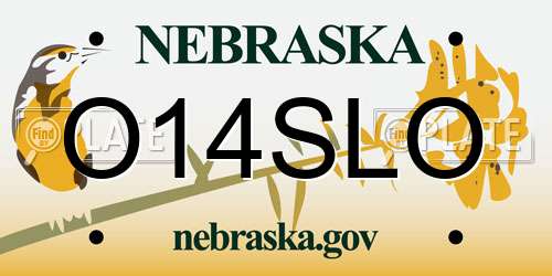 O14SLO Nebraska License Plate