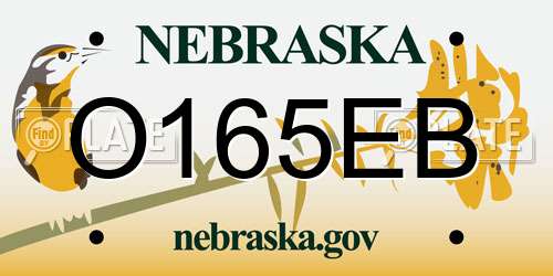 O165EB Nebraska License Plate