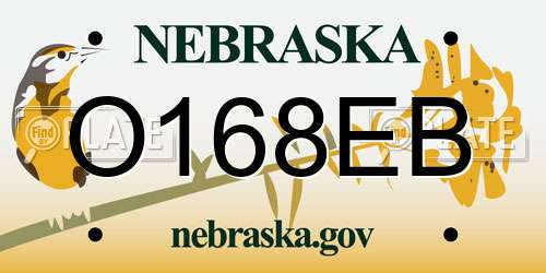 O168EB Nebraska License Plate