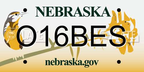 O16BES Nebraska License Plate