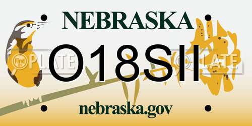 O18SII Nebraska License Plate