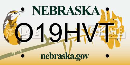 O19HVT Nebraska License Plate