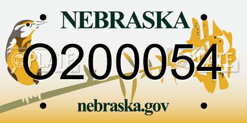 O200054 Nebraska License Plate