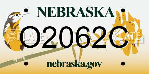 O2062C Nebraska License Plate