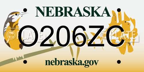 O206ZC Nebraska License Plate