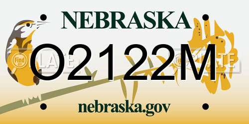 O2122M Nebraska License Plate