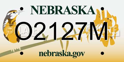 O2127M Nebraska License Plate