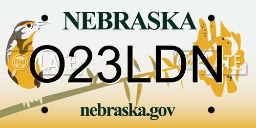 O23LDN Nebraska License Plate
