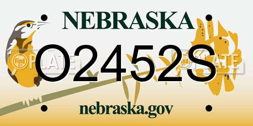 O2452S Nebraska License Plate