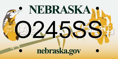 O245SS Nebraska License Plate