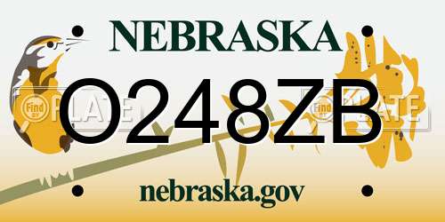 O248ZB Nebraska License Plate