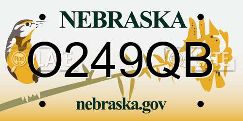 O249QB Nebraska License Plate
