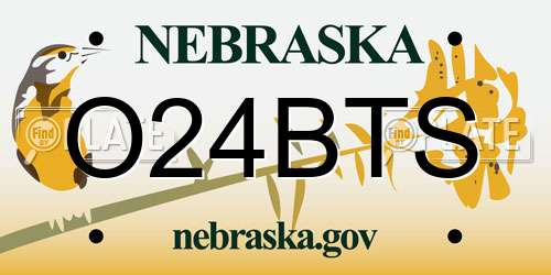 O24BTS Nebraska License Plate