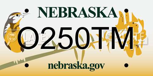 O250TM Nebraska License Plate