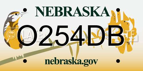O254DB Nebraska License Plate