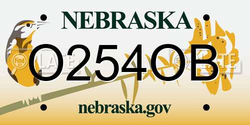 O254OB Nebraska License Plate