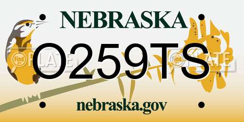O259TS Nebraska License Plate