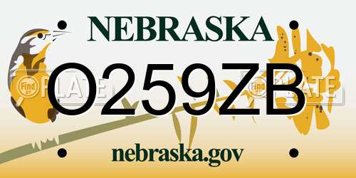O259ZB Nebraska License Plate