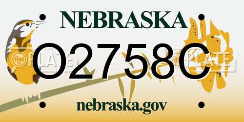 O2758C Nebraska License Plate
