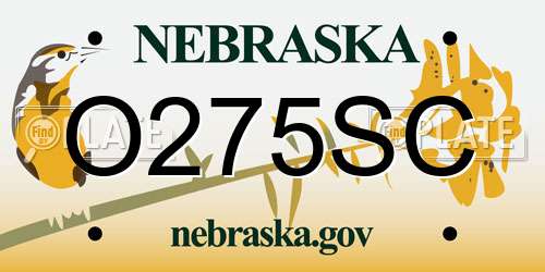 O275SC Nebraska License Plate