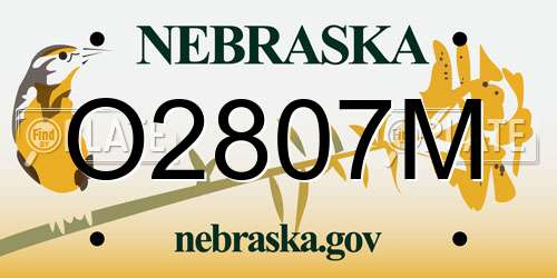 O2807M Nebraska License Plate