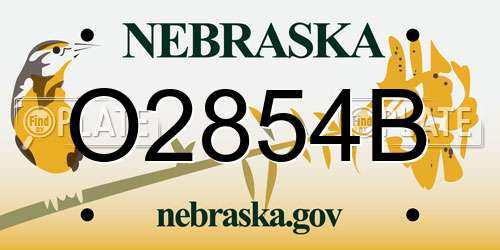 O2854B Nebraska License Plate