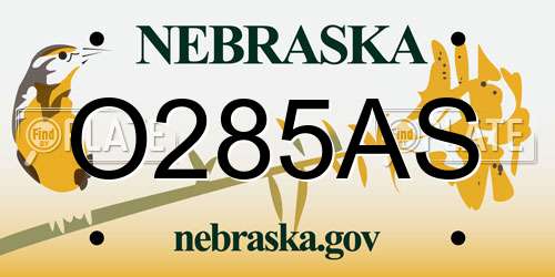 O285AS Nebraska License Plate