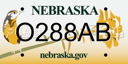 O288AB Nebraska License Plate