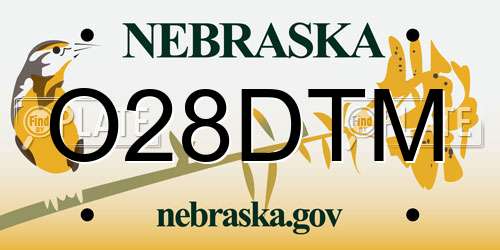 O28DTM Nebraska License Plate
