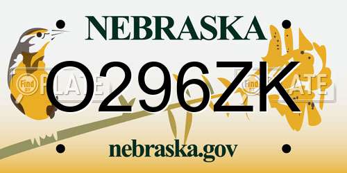 O296ZK Nebraska License Plate