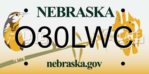O30LWC Nebraska License Plate