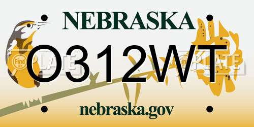 O312WT Nebraska License Plate