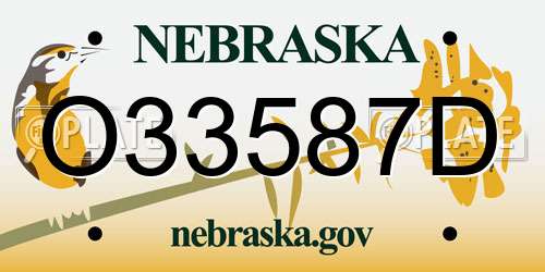 O33587D Nebraska License Plate