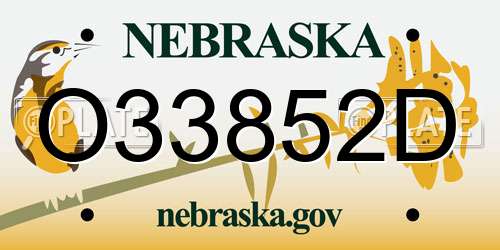 O33852D Nebraska License Plate