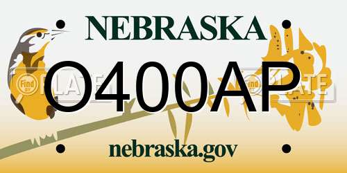 O400AP Nebraska License Plate