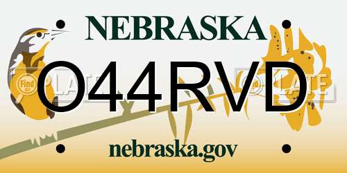 O44RVD Nebraska License Plate