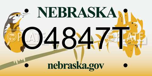 O4847T Nebraska License Plate