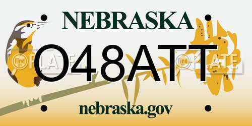 O48ATT Nebraska License Plate