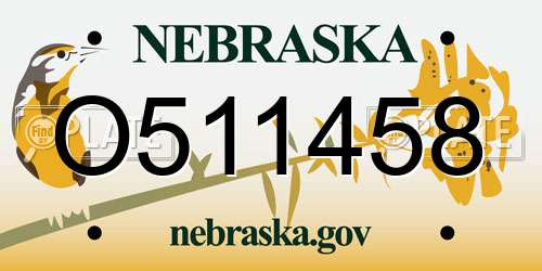 O511458 Nebraska License Plate