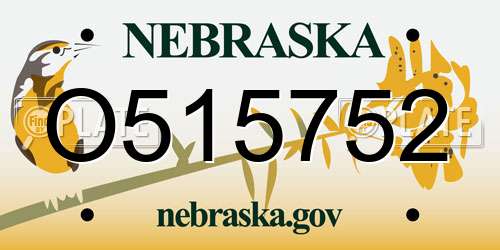 O515752 Nebraska License Plate