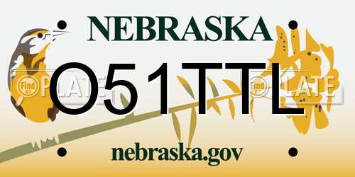 O51TTL Nebraska License Plate