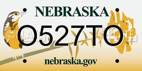O527TO Nebraska License Plate