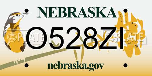 O528ZI Nebraska License Plate